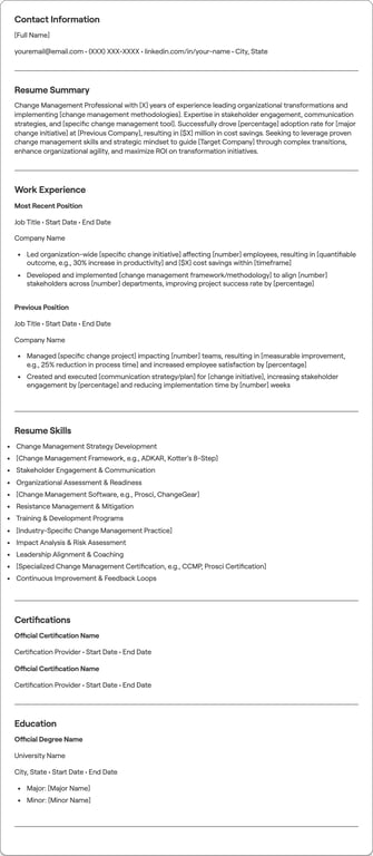 Change Management resume preview