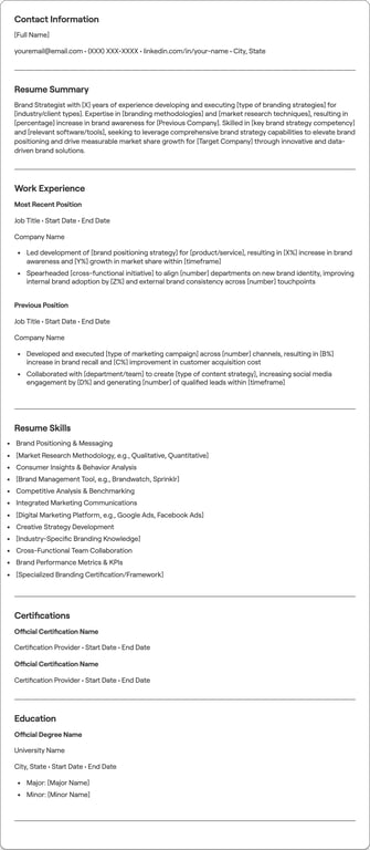 Brand Strategist resume example