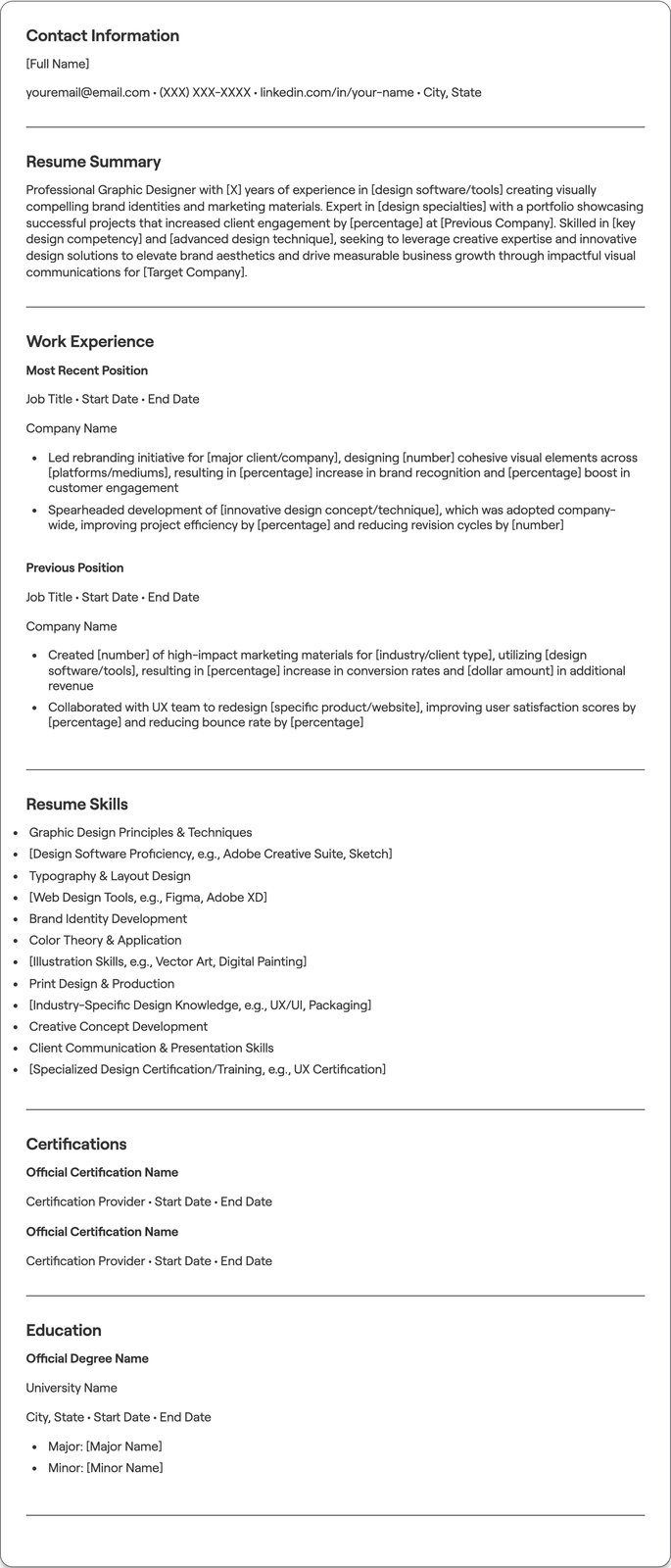 Professional Graphic Designer resume example