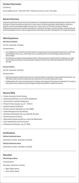 Engineering resume preview