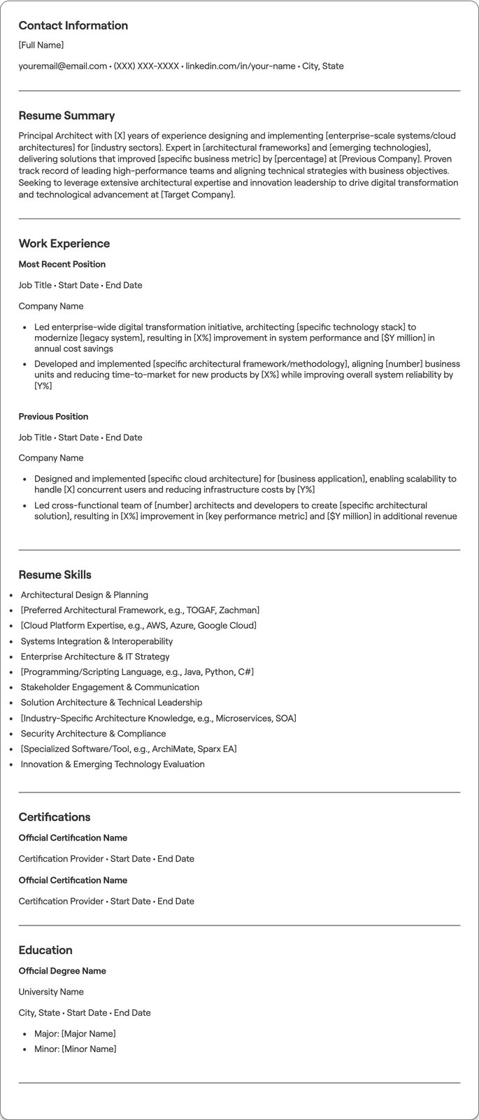 Principal Architect resume example