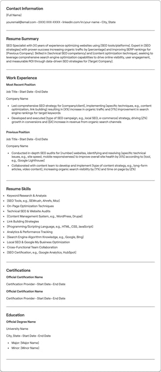 SEO resume preview