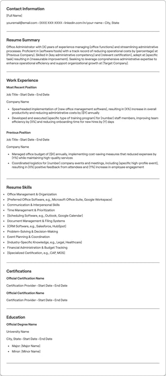 Office Administrator resume example