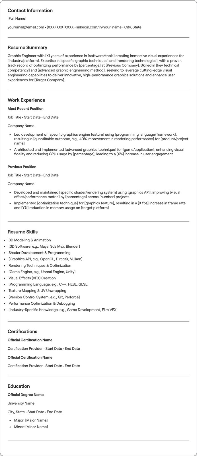 Graphic Engineer resume example