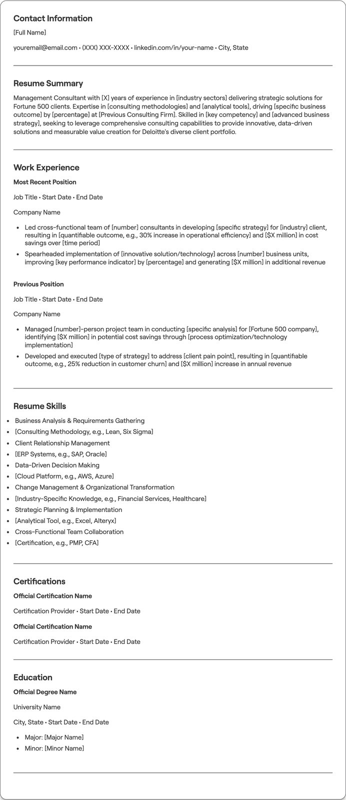 Deloitte Consulting resume example