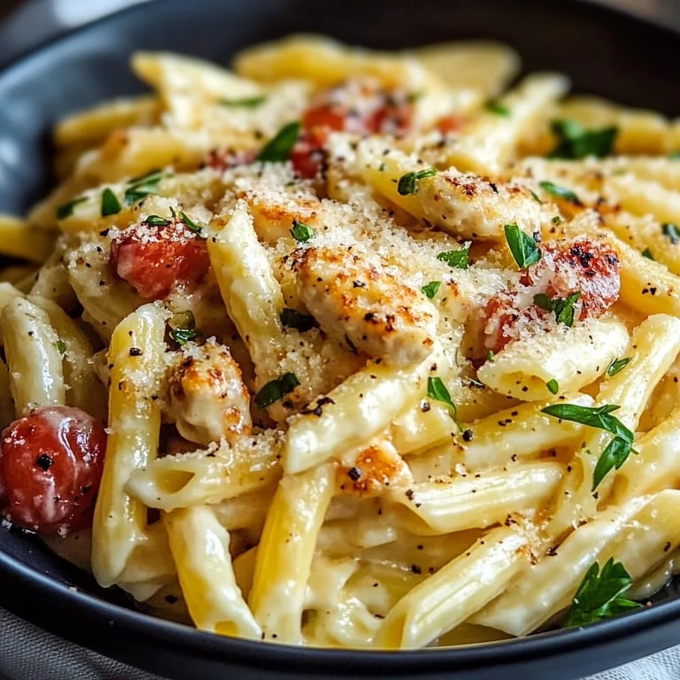 Hähnchen-Mozzarella-Pasta