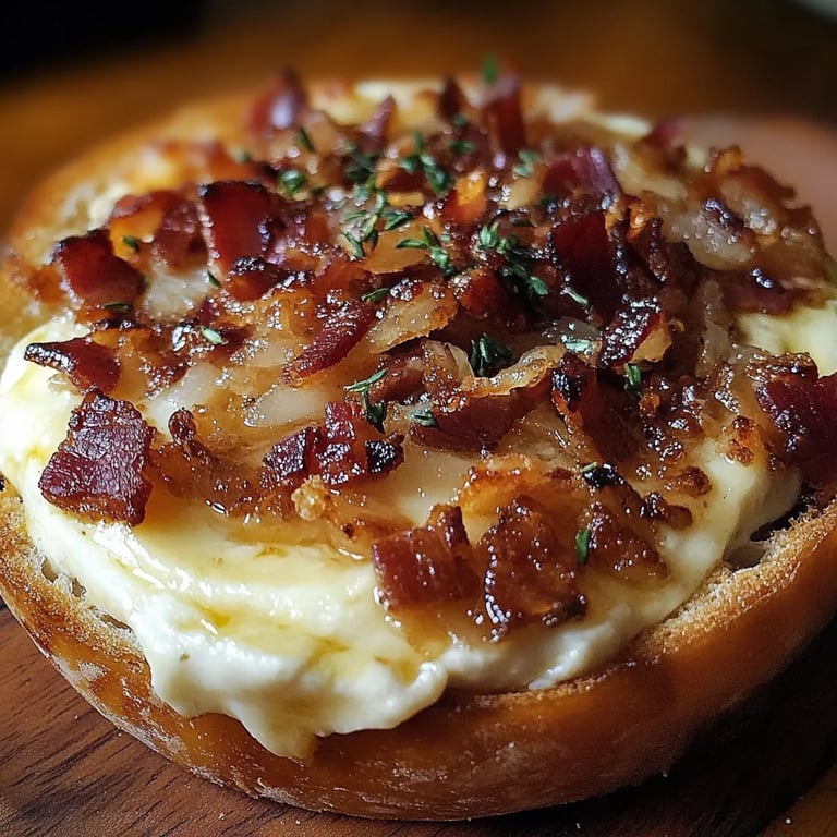Baked Brie with Caramelized Onions and Bacon