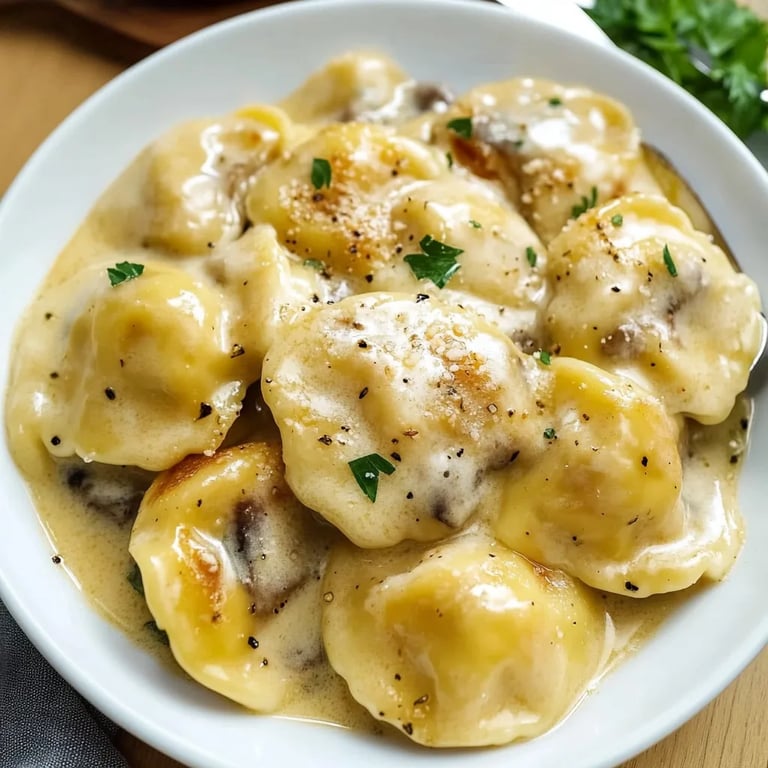 Pilz-Ravioli-Sauce