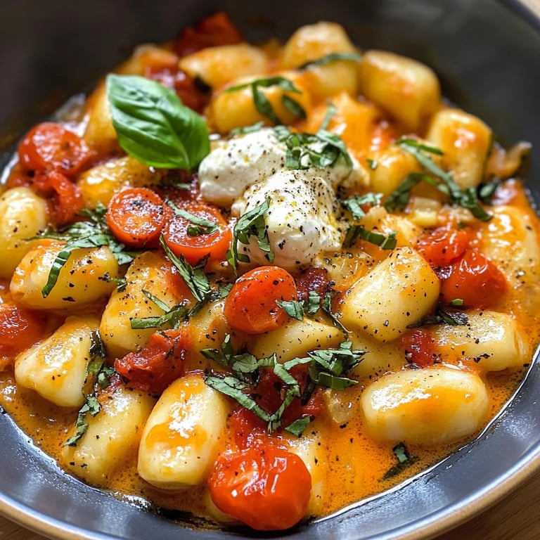 Cremige Tomaten-Gnocchi mit Burrata