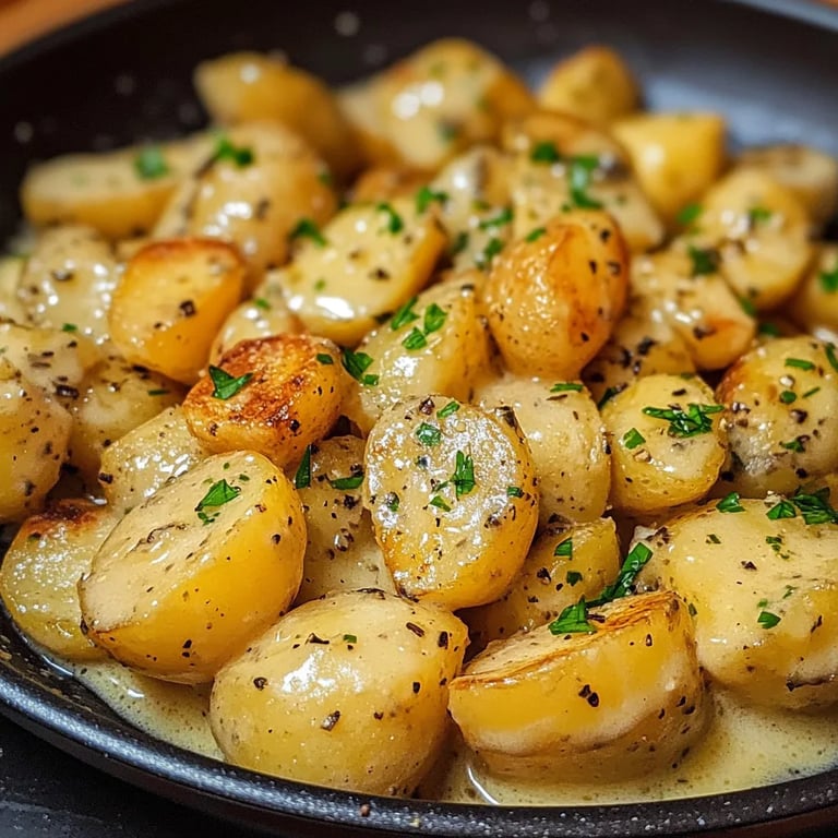 Kartoffeln mit Knoblauch-Sahnesauce