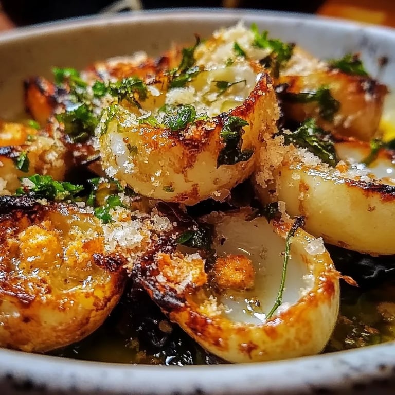 Knusprige Knoblauch Parmesan Rosenkohl