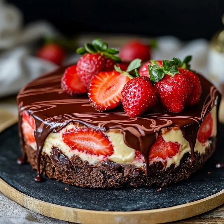 Schokoladekäsekuchen mit Erdbeeren