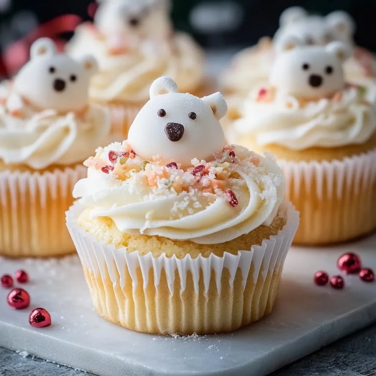 Weihnachts-Polar-Weißbären-Cupcakes
