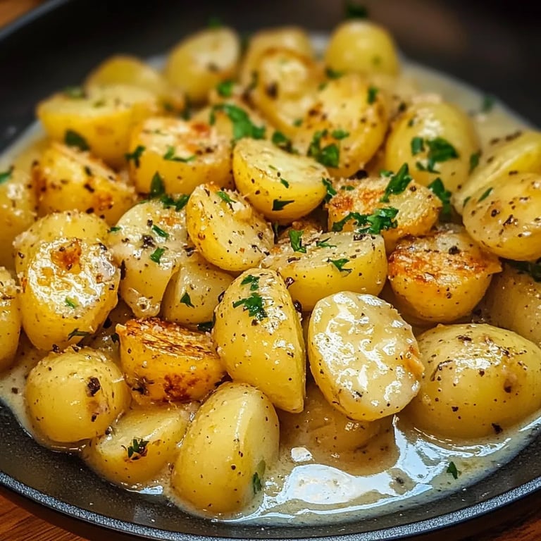 Kartoffeln mit Knoblauch-Sahnesauce
