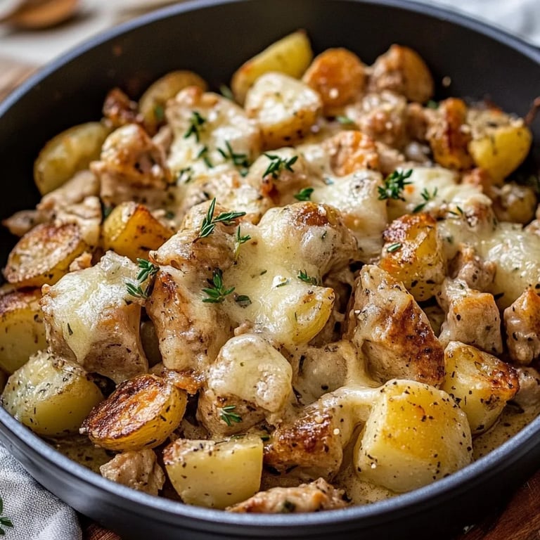 Hähnchen und Kartoffeln mit Knoblauch-Parmesan