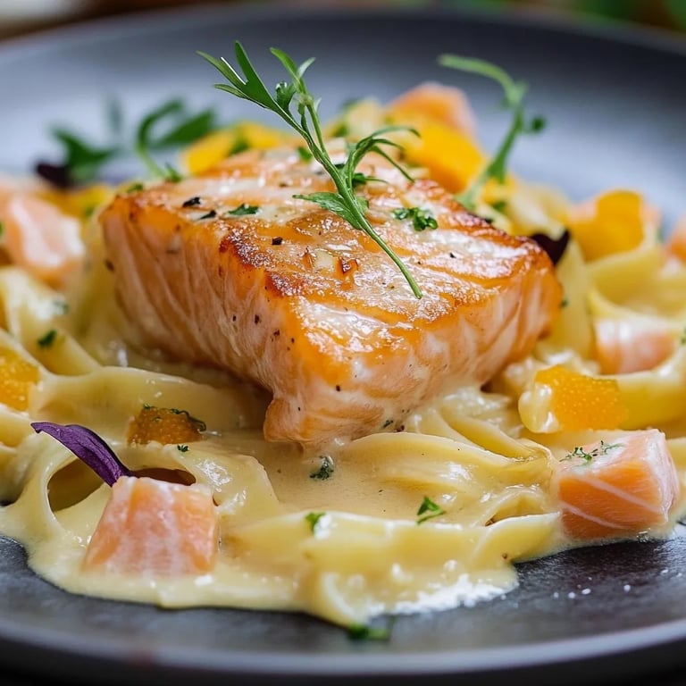 Lachs mit Sahnesoße