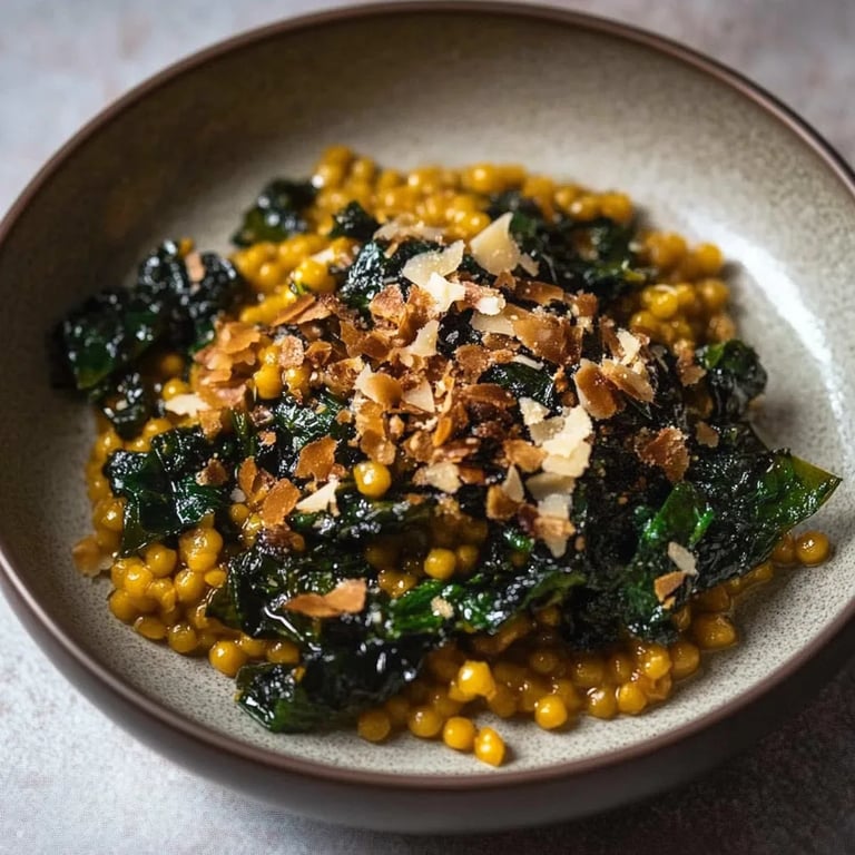 Fregola mit Schwarzkohl und Pecorino