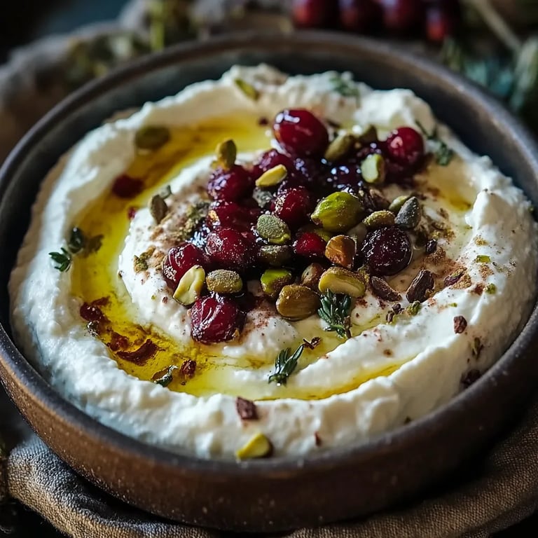 Whipped Feta Dip with Honey, Pistachios, and Cranberries