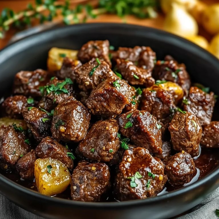 High Protein Slow Cooker Garlic Butter Beef Bites