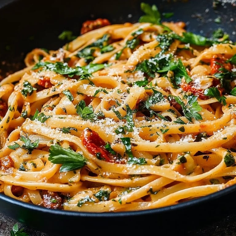 Cremige Sonnengetrocknete Tomaten Vegan Pasta
