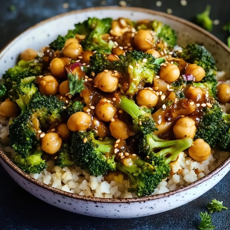 Knoblauch Brokkoli Pfanne mit Kichererbsen