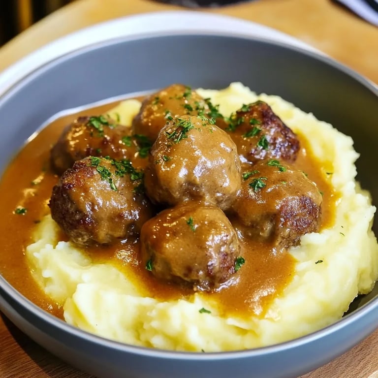 Hackbällchen mit Kartoffelpüree