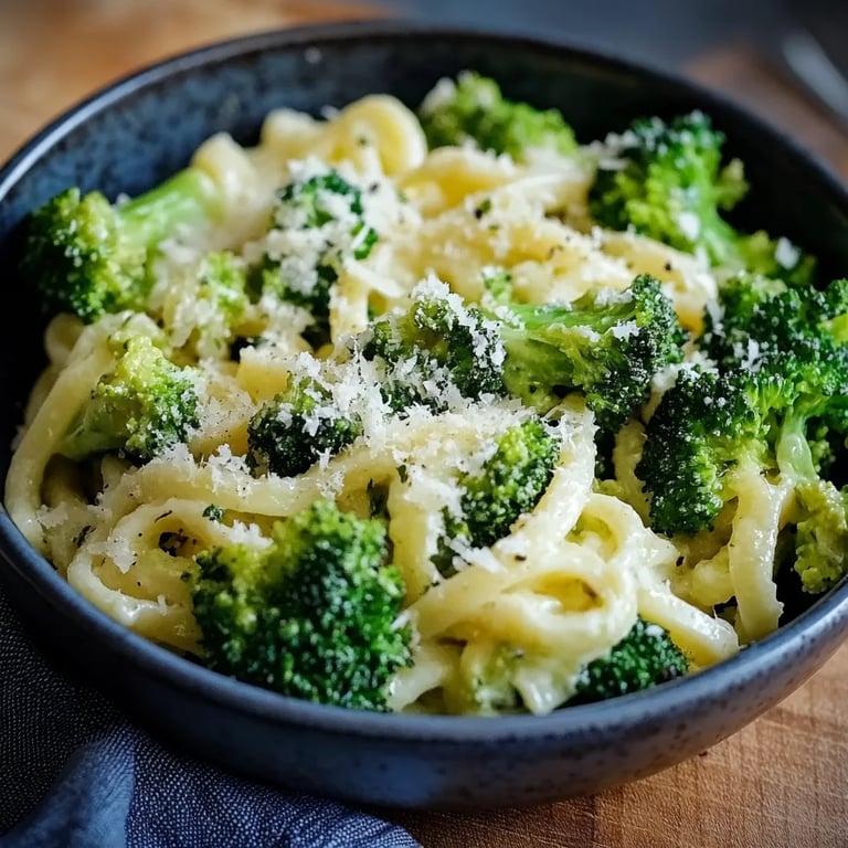 Brokkoli-Nudeln mit Parmesansoße