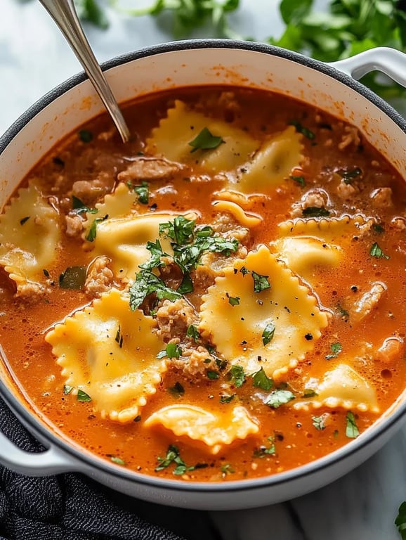 Easy One Pot Ravioli Soup