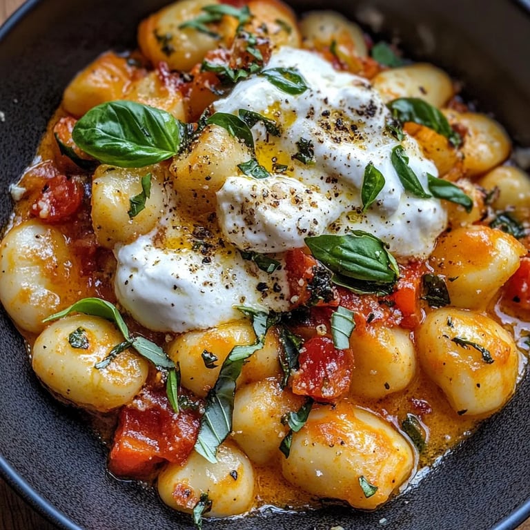 Cremige Tomaten-Gnocchi mit Burrata