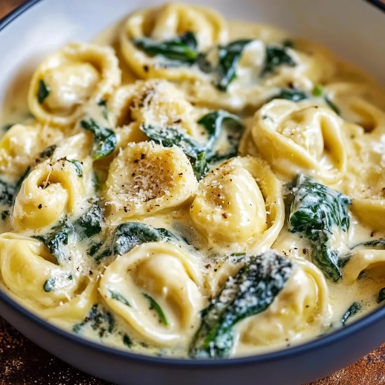 Cremige Tortellini mit Spinat