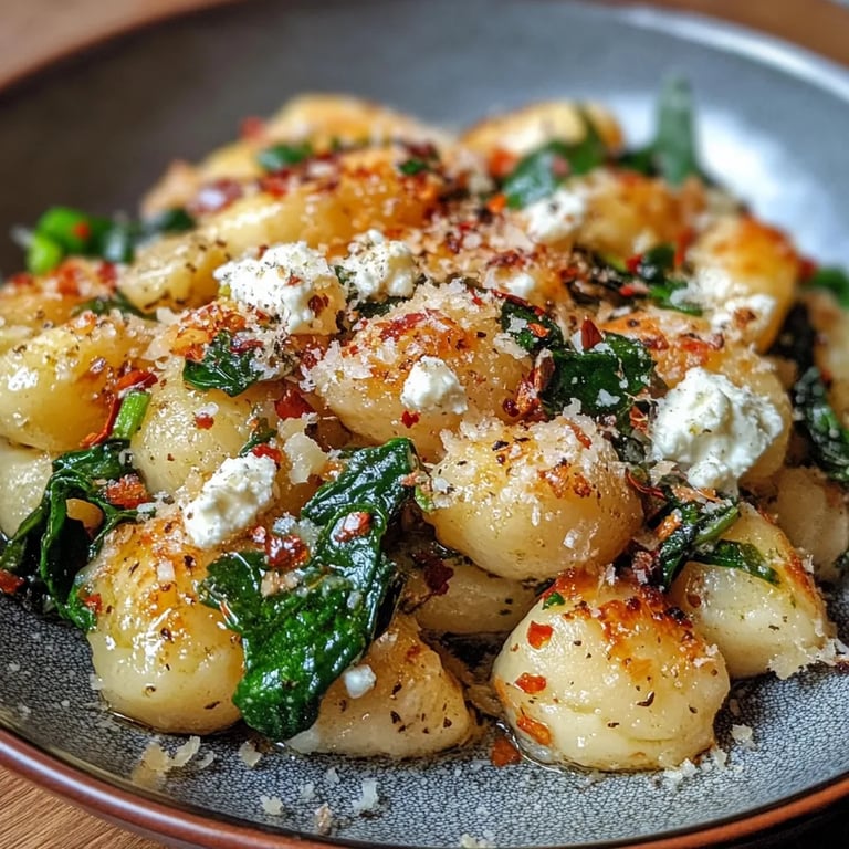 Cremige Gnocchi mit Spinat und Feta