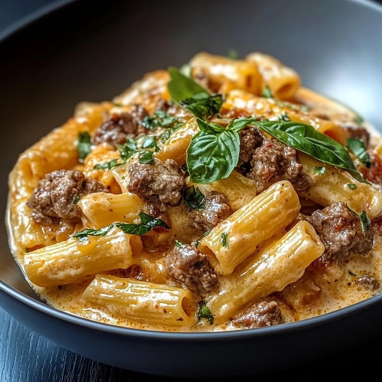 Cremige High-Protein Rindfleisch-Pasta