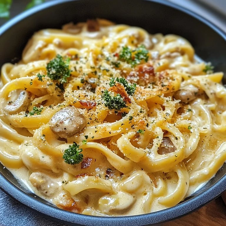 Datenight Pasta mit Brokkoli, Speck und Pilzen