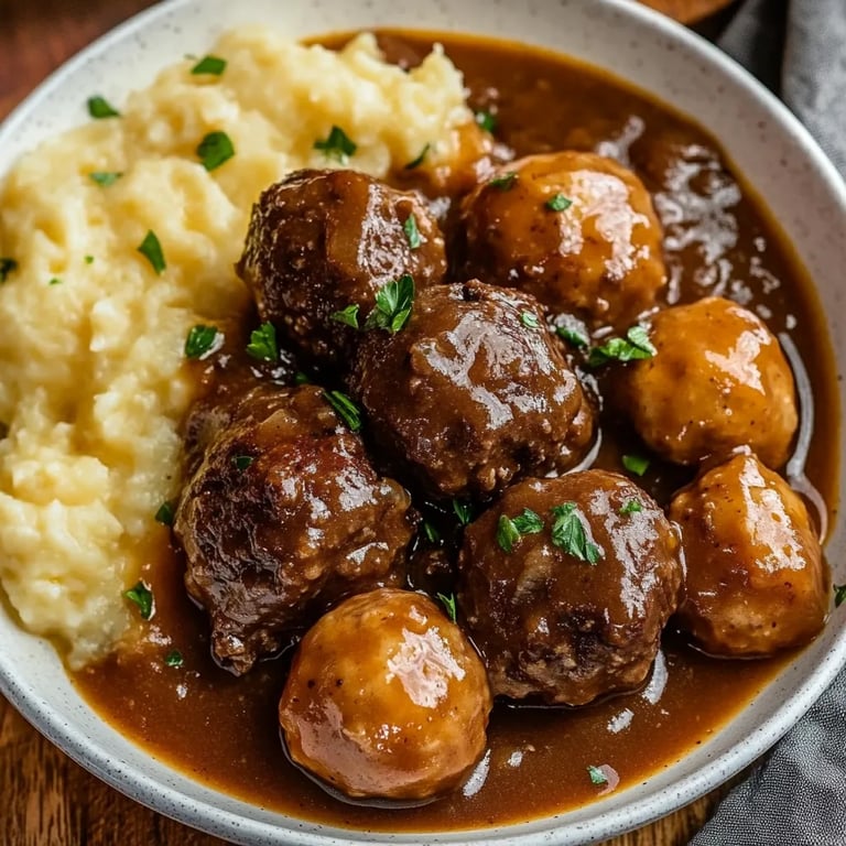 Tasty Slow Cooker Salisbury Steak Meatballs