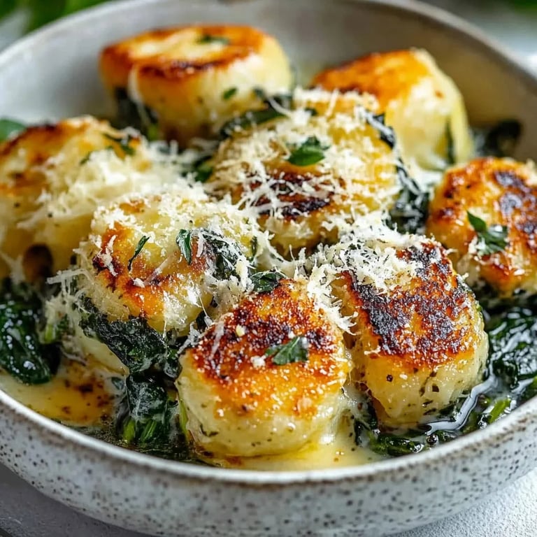 Südtiroler Spinatknödel mit Butter und Parmesan