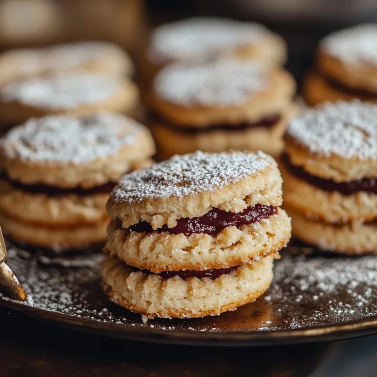 Leckere Streuselplätzchen mit Marmeladenfüllung