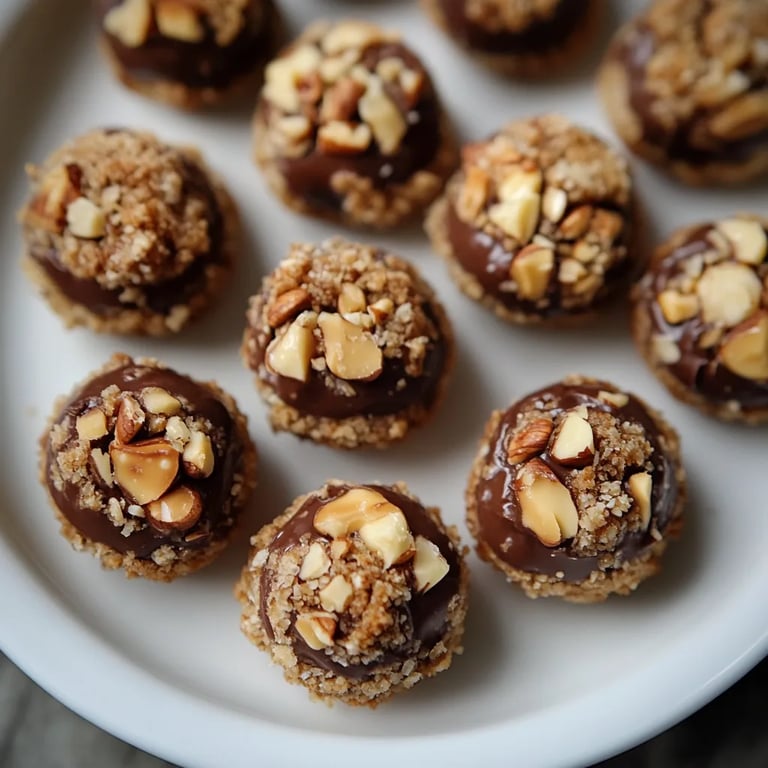 Knusprige Haselnussküsschen mit Nuss-Nougat-Füllung