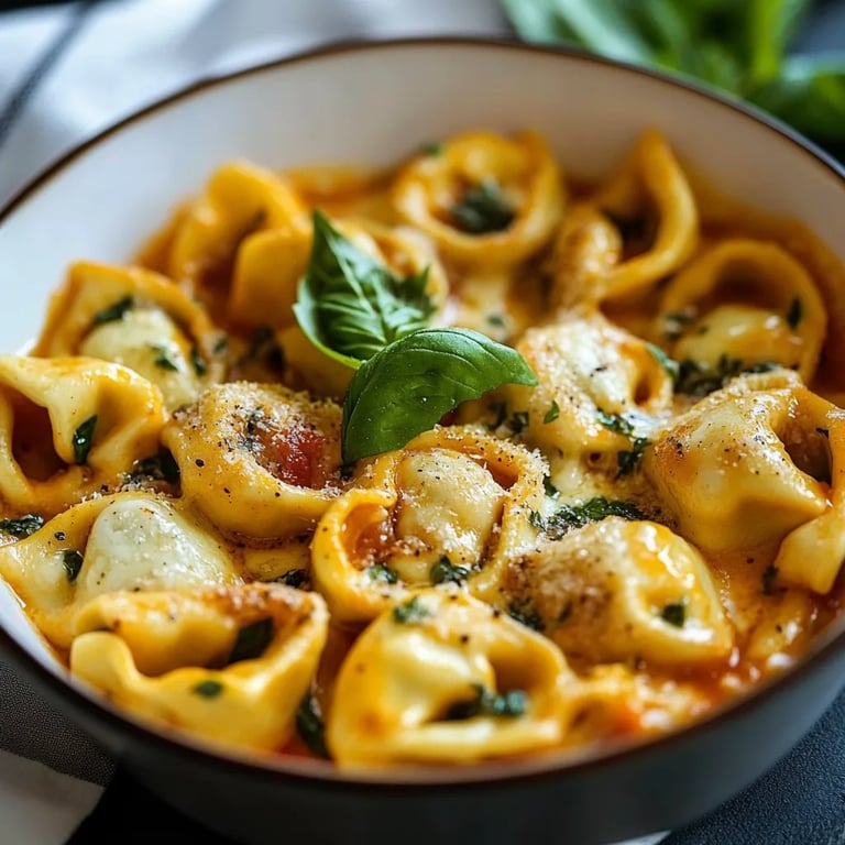 Tortellini-Auflauf mit Tomaten und Mozzarella
