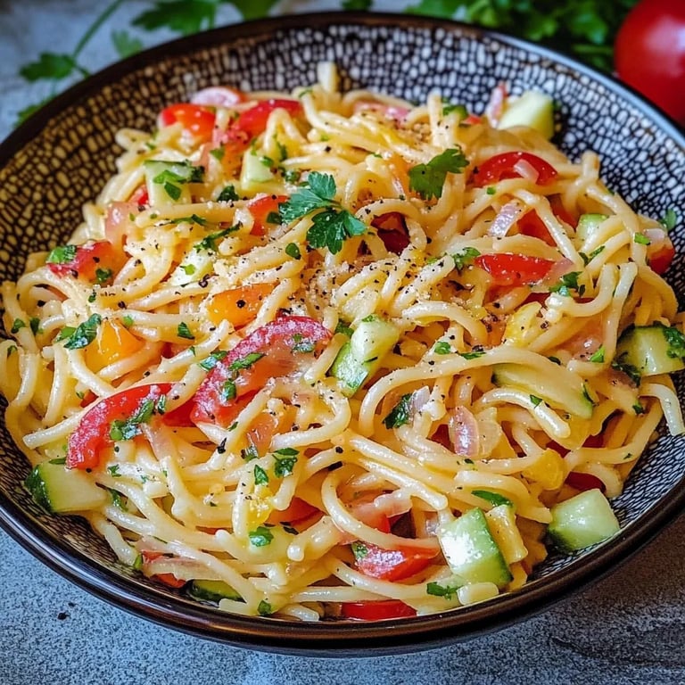 Einfacher frischer Nudelsalat