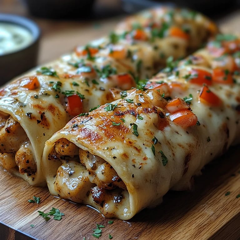 Wraps Acogedores de Pollo con Ajo y Queso: Una Increíble Receta Esencial