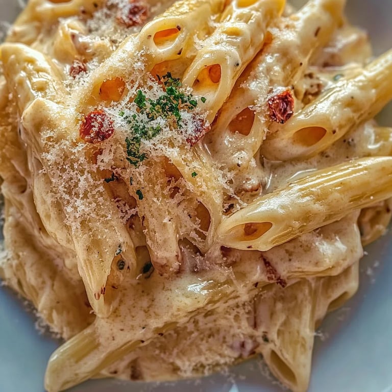 Cremige Knoblauchpasta aus einem Topf