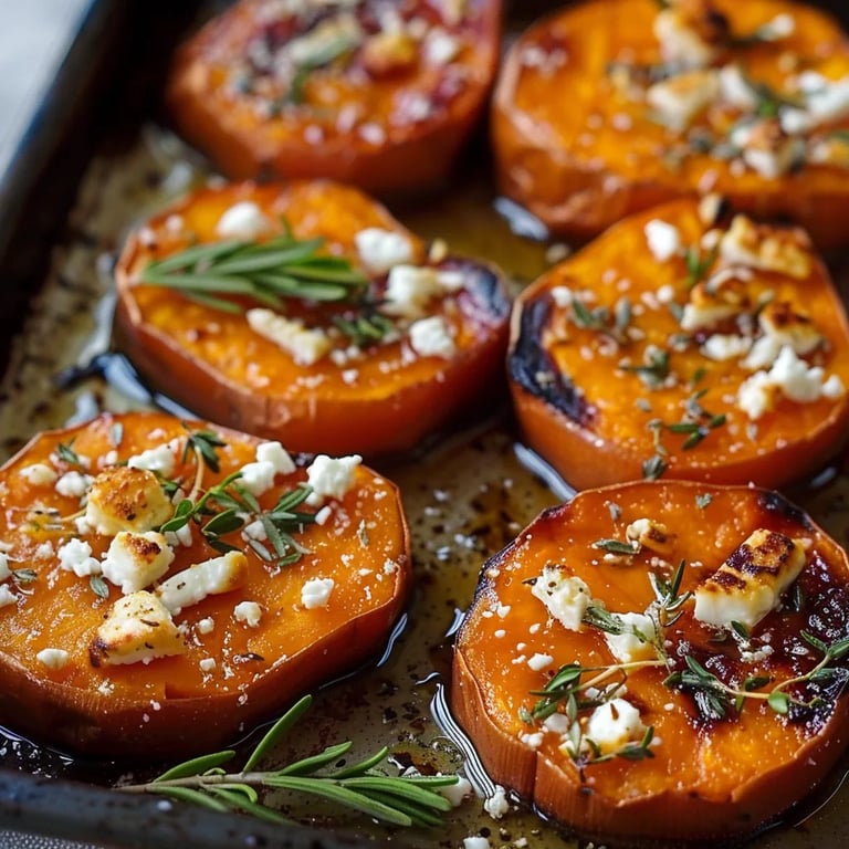 Roasted Sweet Potato Rounds with Honey & Feta