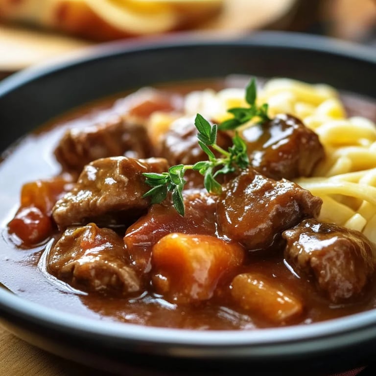 Gulasch vom Kalb mit Spätzle