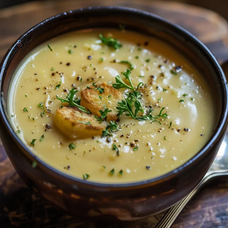 Cheddar-Knoblauch-Kartoffelsuppe