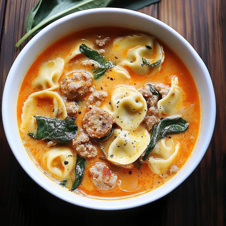 Sausage Tortellini Soup with Spinach