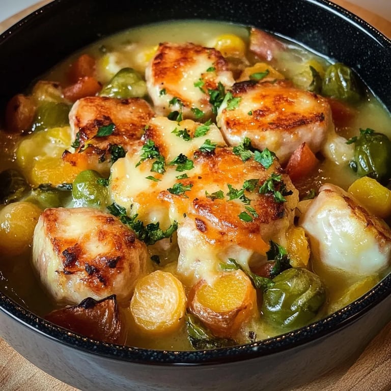 Rosenkohl-Kasseler-Auflauf