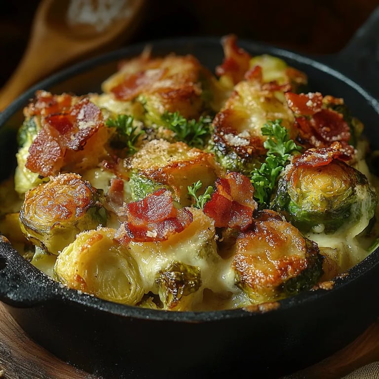 Süßer Ahorn-Bacon Auflauf für Rosenkohl-Fans