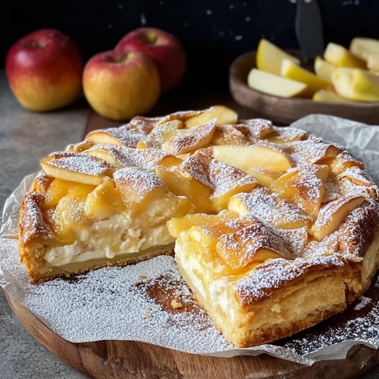 Blätterteig Kuchen mit Pudding und Apfel