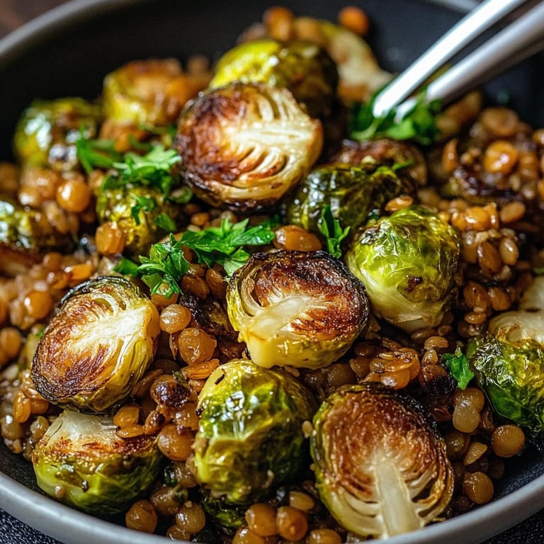Gebratener Rosenkohl mit Berglinsen