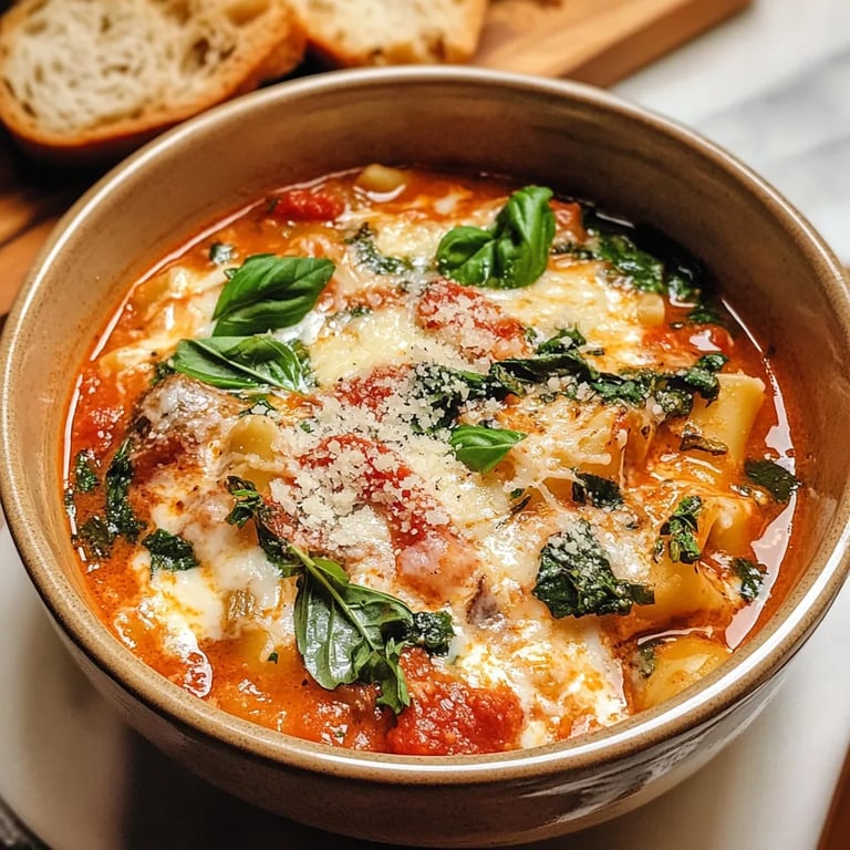 Creamy Lasagna Soup w/ Bread